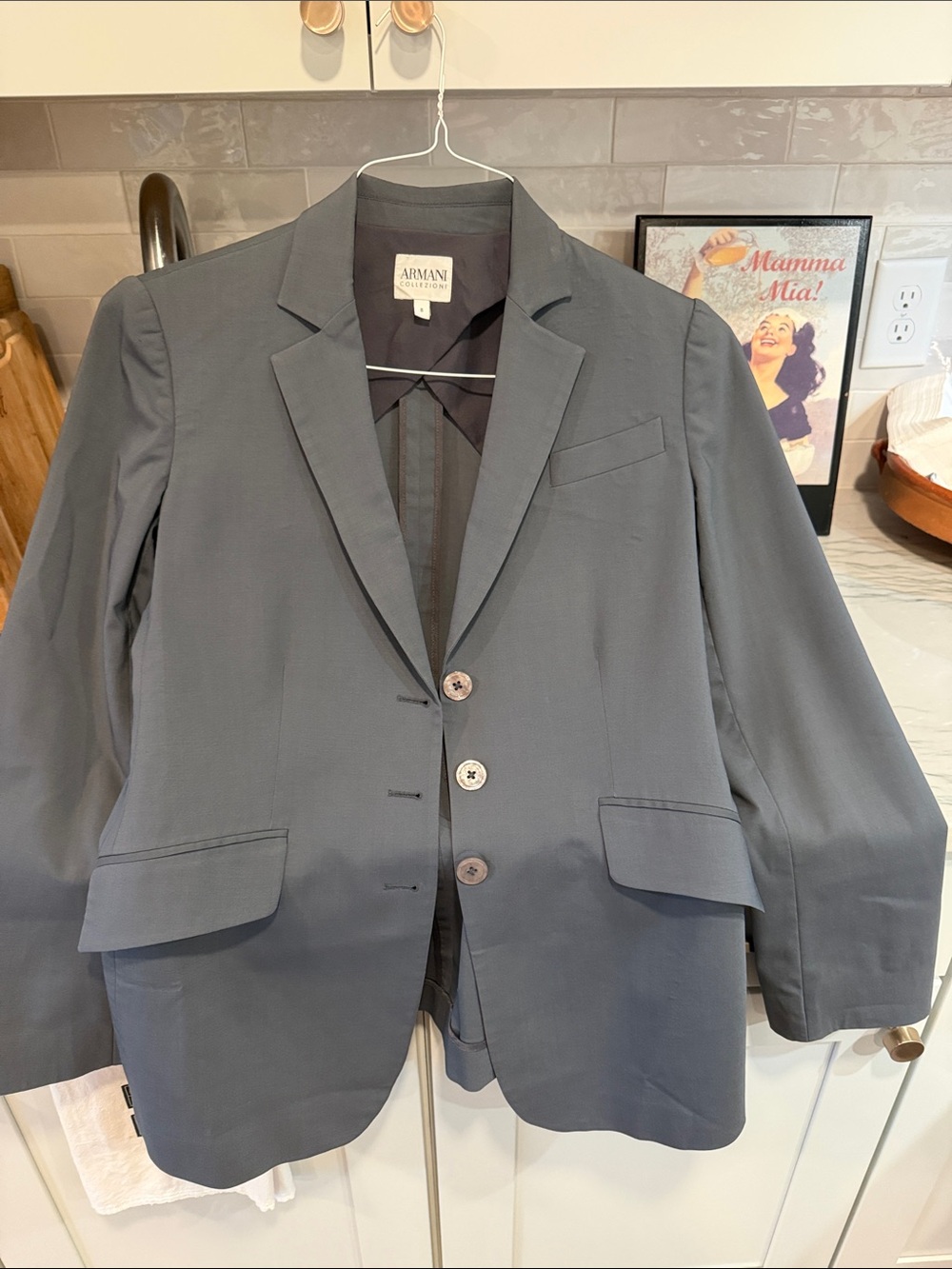 Armani Collezioni Grey Single-Breasted Tailored Blazer - Size 8